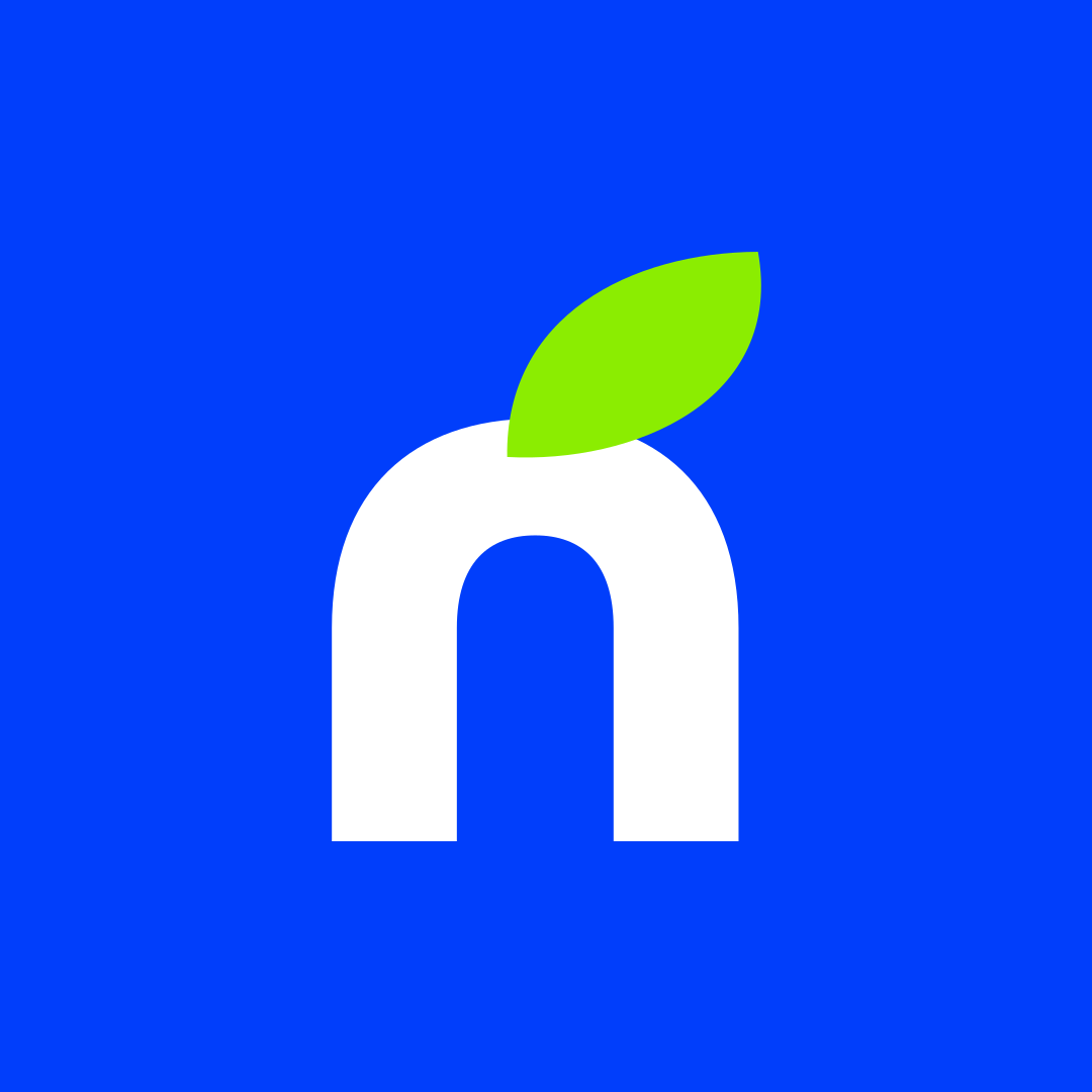 Símbolo Nutralise branco sobre fundo quadrado azul